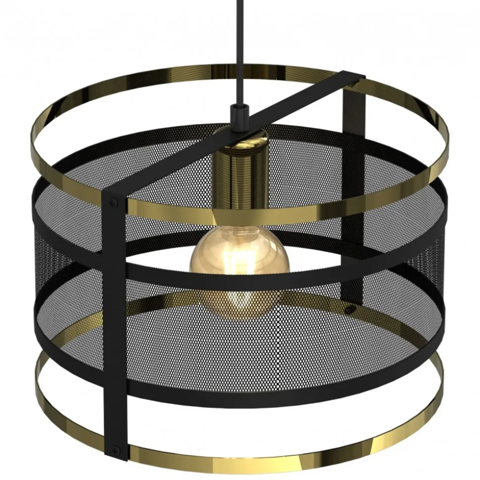 Lampa Wisząca RIM Czarny Złoty Metalowy Klosz 1xE27 30cm