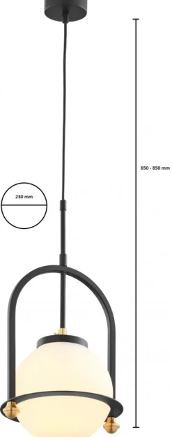 Lampa Wisząca ROSSO Czarny Szklany Klosz 1xE27 23 cm