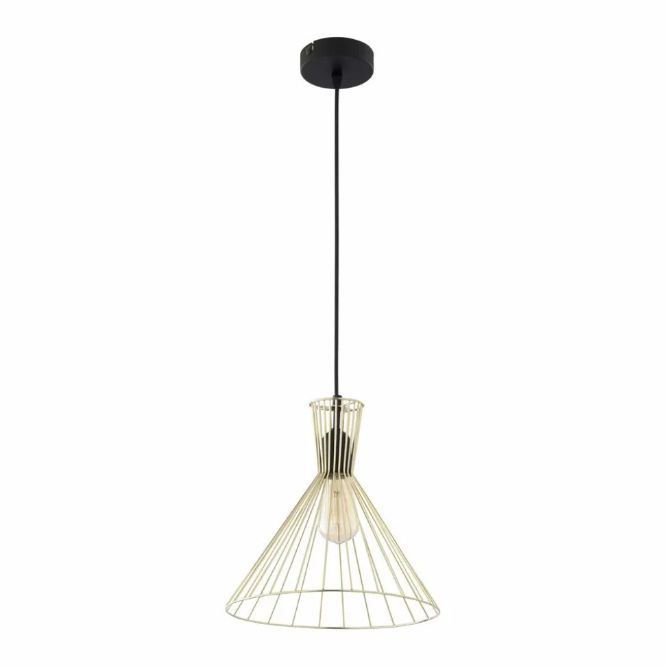 Lampa Wisząca SAHARA Czarny Złoty Metalowy Klosz 1xE27