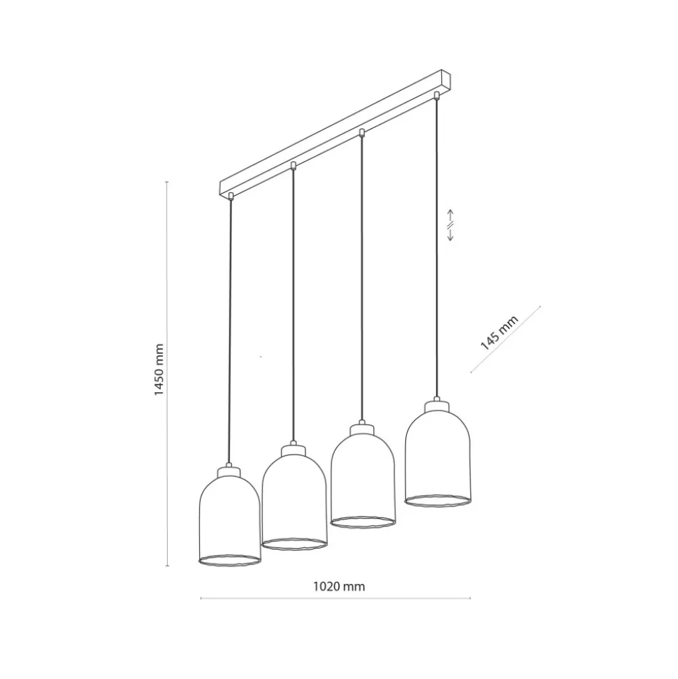 Lampa Wisząca SATIPO Czarny Brązowy Szklane Klosze 4xE27