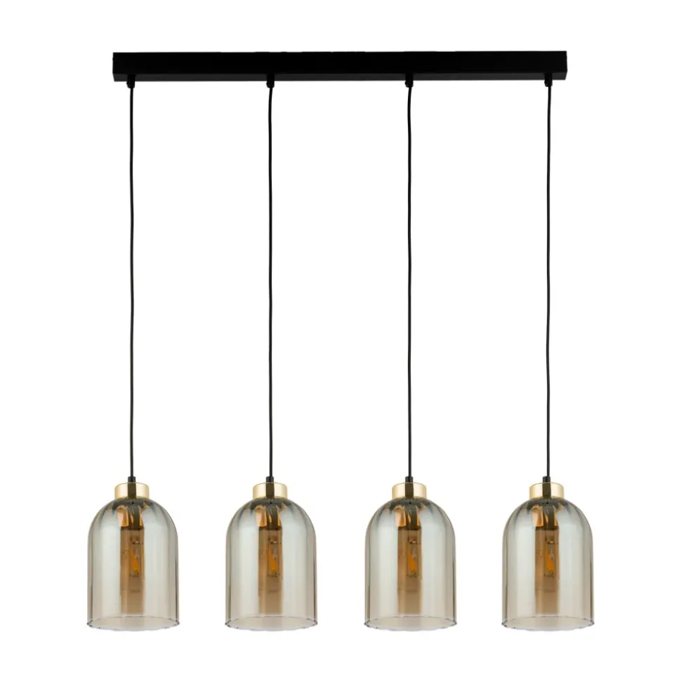 Lampa Wisząca SATIPO Czarny Brązowy Szklane Klosze 4xE27