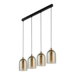 Lampa Wisząca SATIPO Czarny Brązowy Szklane Klosze 4xE27