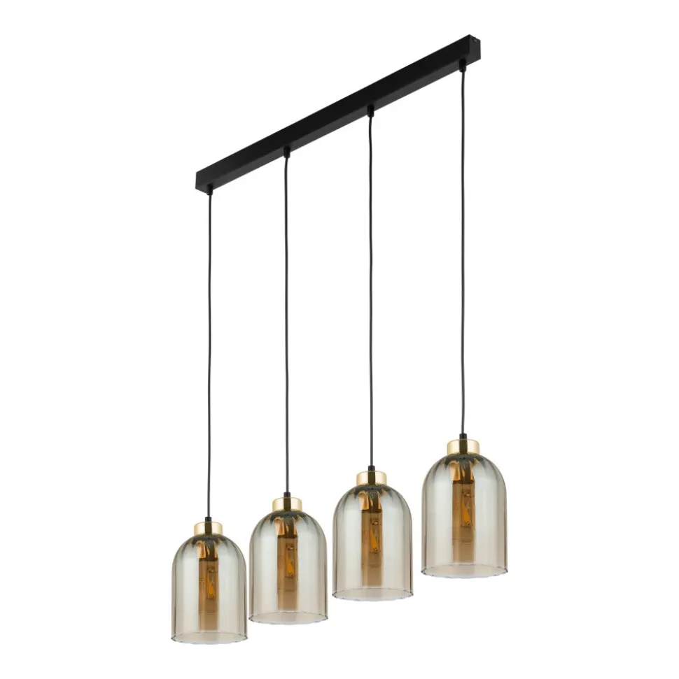 Lampa Wisząca SATIPO Czarny Brązowy Szklane Klosze 4xE27