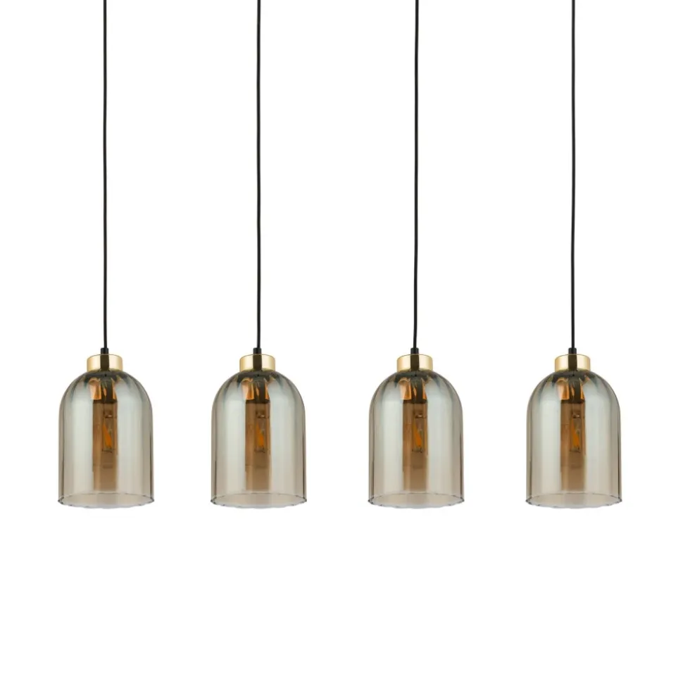 Lampa Wisząca SATIPO Czarny Brązowy Szklane Klosze 4xE27