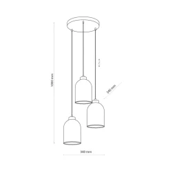 Lampa Wisząca SATIPO Czarny Złoty Szklane Klosze 3xE27