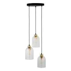 Lampa Wisząca SATIPO Czarny Złoty Szklane Klosze 3xE27