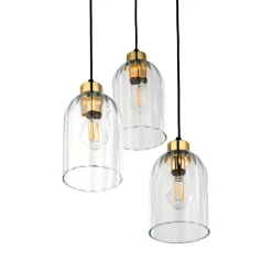 Lampa Wisząca SATIPO Czarny Złoty Szklane Klosze 3xE27