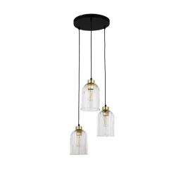 Lampa Wisząca SATIPO Czarny Złoty Szklane Klosze 3xE27