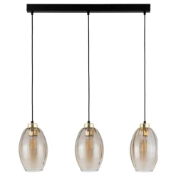 Lampa Wisząca SEBO Czarny Złoty Szklane Klosze 3xE27