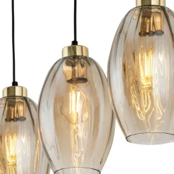 Lampa Wisząca SEBO Czarny Złoty Szklane Klosze 3xE27