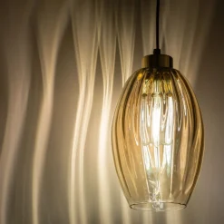 Lampa Wisząca SEBO Czarny Złoty Szklany Klosz 1xE27