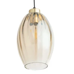 Lampa Wisząca SEBO Czarny Złoty Szklany Klosz 1xE27