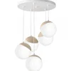 Lampa Wisząca SFERA Biały Brązowy Szklane Klosze 5xE14