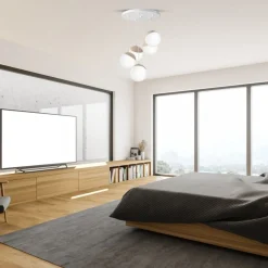 Lampa Wisząca SFERA Biały Brązowy Szklane Klosze 5xE14
