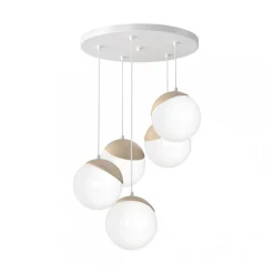 Lampa Wisząca SFERA Biały Brązowy Szklane Klosze 5xE14