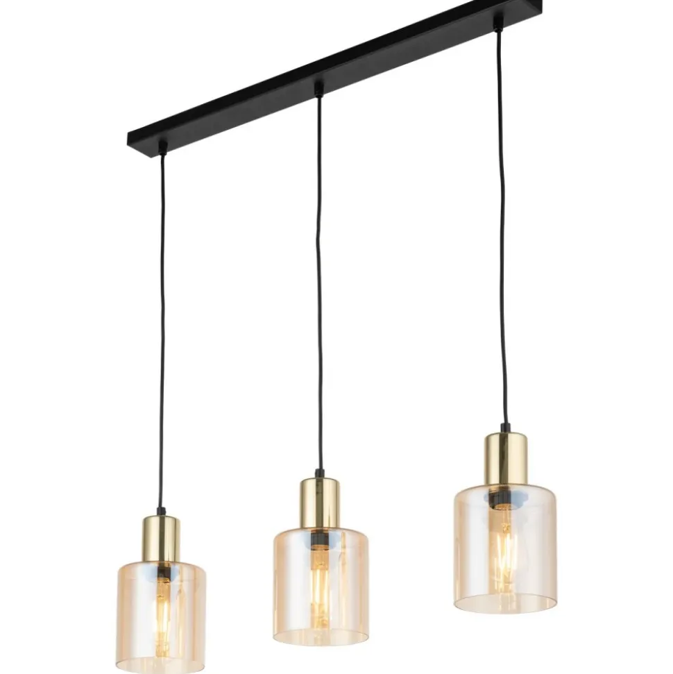 Lampa Wisząca SIERRA Czarny Złoty Szklane Klosze 3xE27