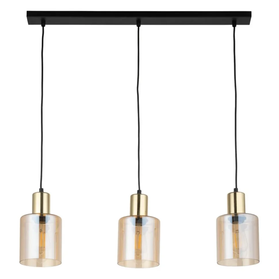 Lampa Wisząca SIERRA Czarny Złoty Szklane Klosze 3xE27