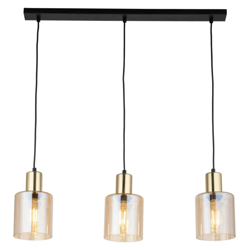 Lampa Wisząca SIERRA Czarny Złoty Szklane Klosze 3xE27