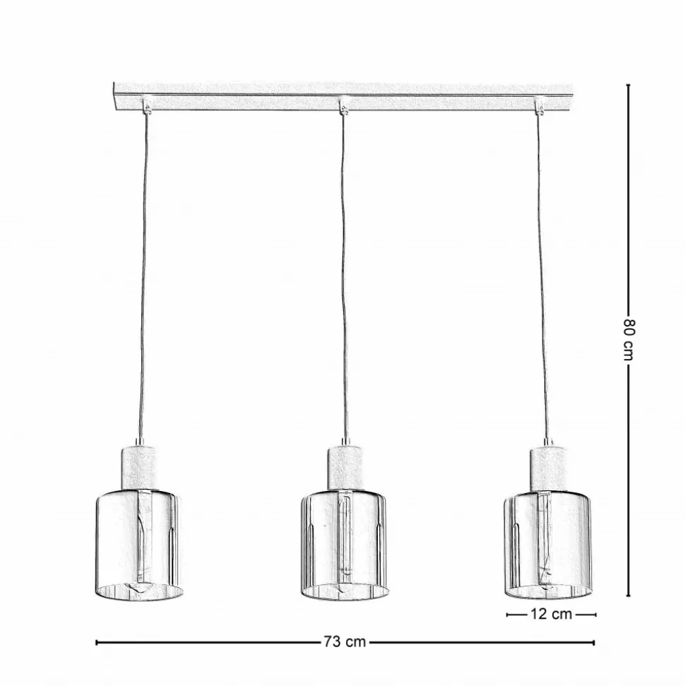 Lampa Wisząca SIERRA Czarny Złoty Szklane Klosze 3xE27