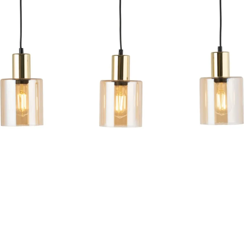 Lampa Wisząca SIERRA Czarny Złoty Szklane Klosze 3xE27
