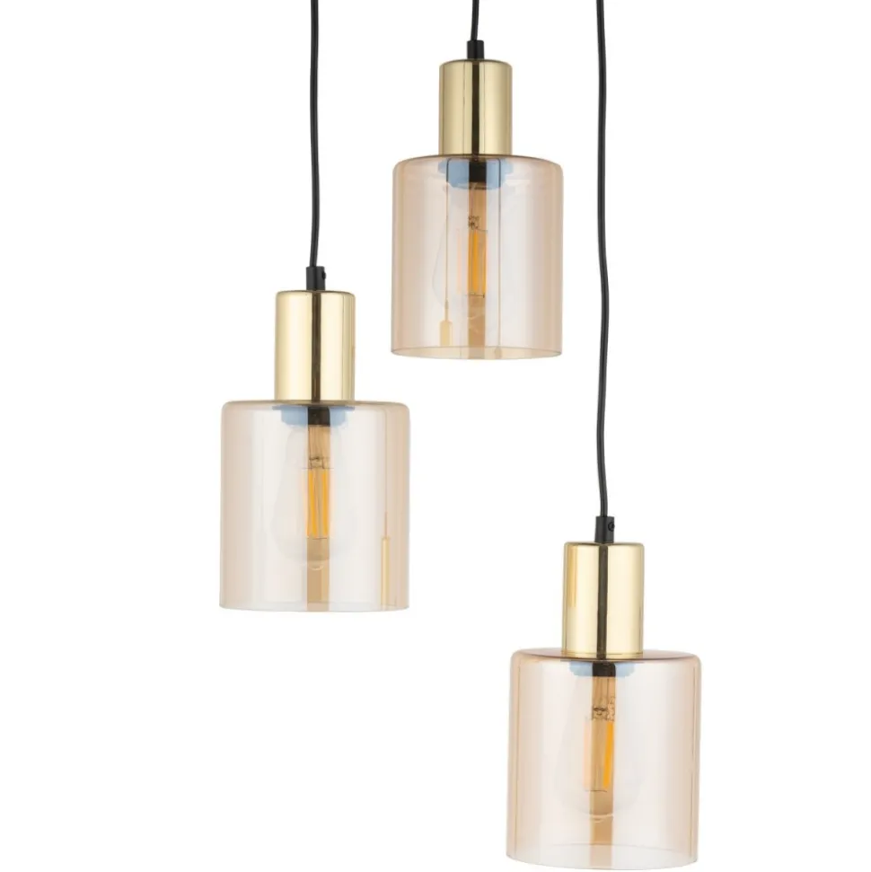 Lampa Wisząca SIERRA Czarny Złoty Szklane Klosze Koło 3xE27