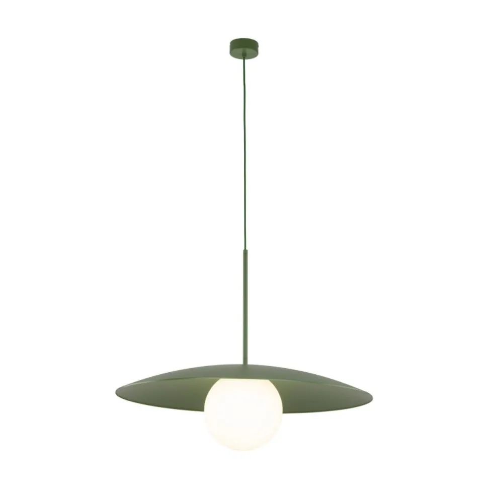 Lampa wisząca SLATE zielona klosz biały 1xE27