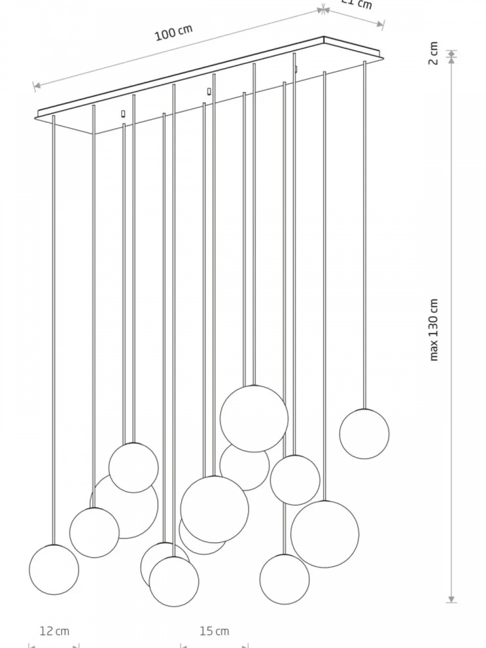 Lampa wisząca SNOWBALL czarna 14xG9