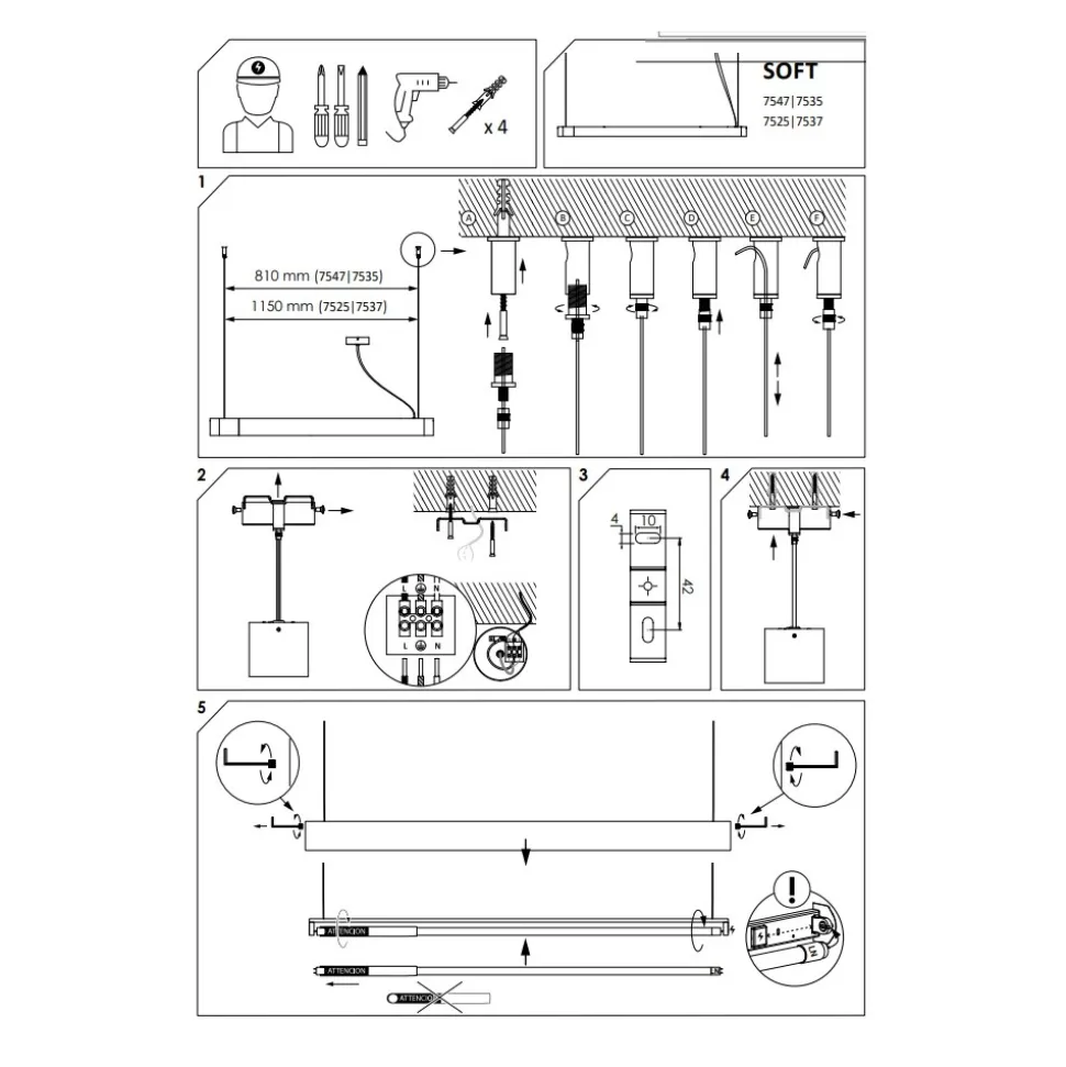 Lampa Wisząca SOFT Biały 1xT8 22W LED 3000K 125cm