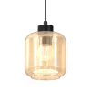 Lampa Wisząca SOMBRA Czarny Brązowy Szklany Klosz 1xE27 16cm
