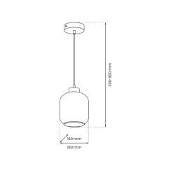 Lampa Wisząca SOMBRA Czarny Brązowy Szklany Klosz 1xE27 16cm