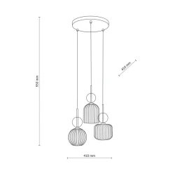 Lampa wisząca SOPHIA czarna klosz beżowy 3xE14
