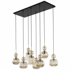 Lampa wisząca SOPHIA czarna klosz beżowy 8xE14