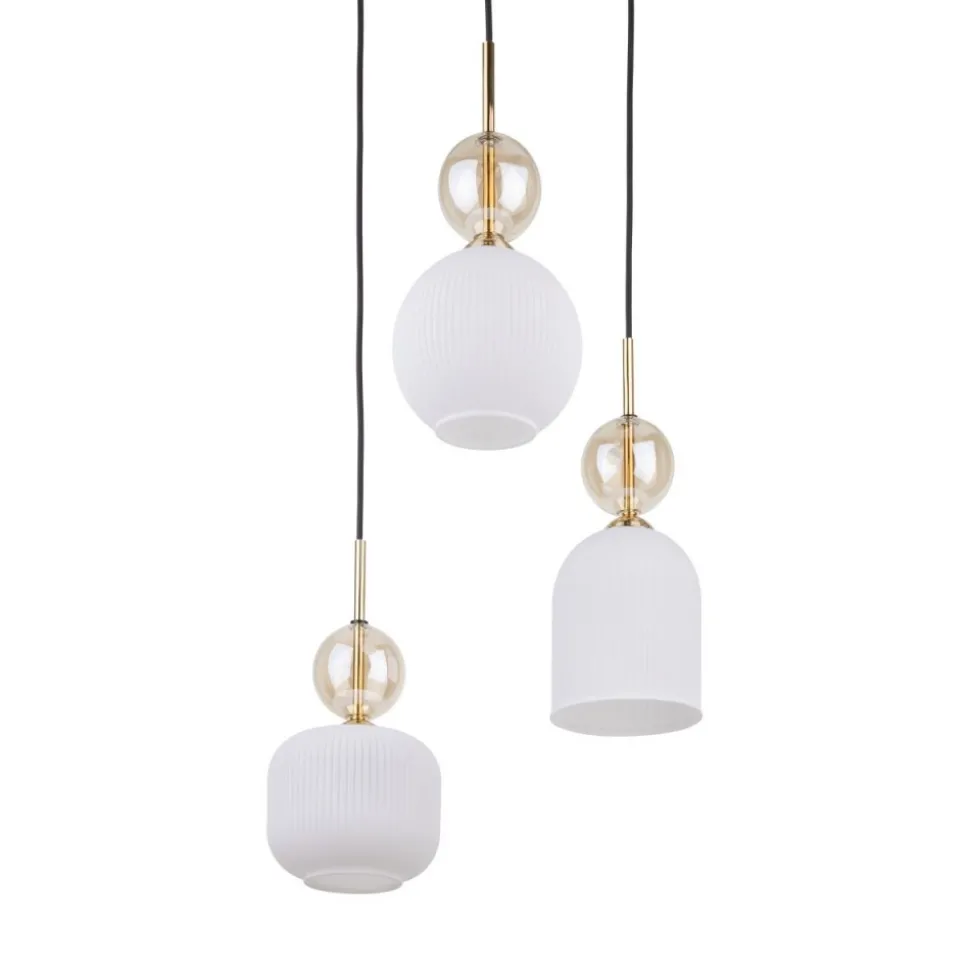 Lampa wisząca SOPHIA czarna klosz biały 3xE14