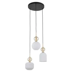 Lampa wisząca SOPHIA czarna klosz biały 3xE14