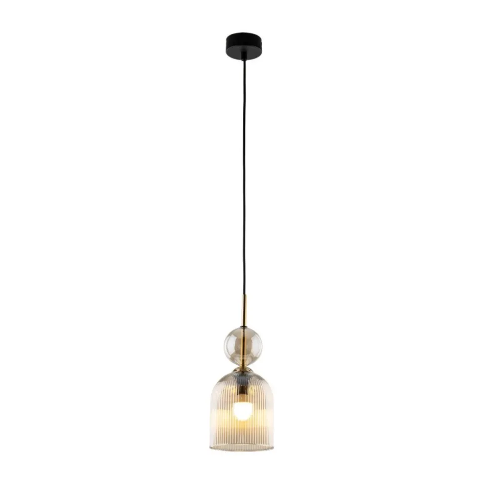 Lampa wisząca SOPHIA czarna klosz beżowy 1xE14 13 cm
