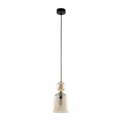 Lampa wisząca SOPHIA czarna klosz beżowy 1xE14 13 cm