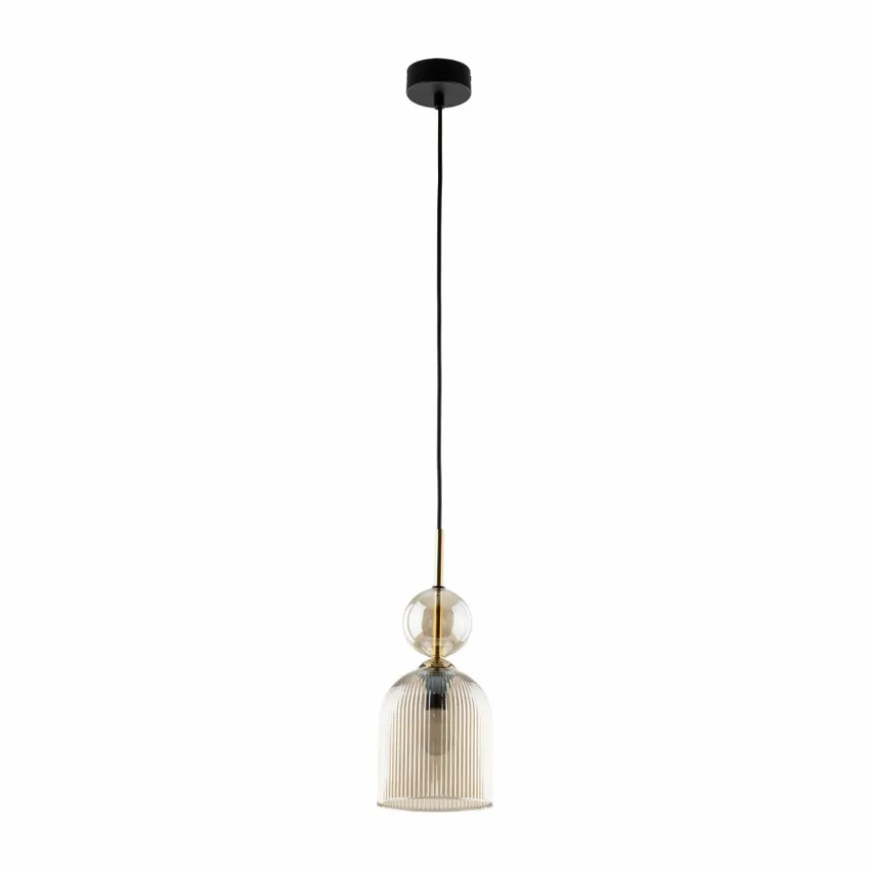 Lampa wisząca SOPHIA czarna klosz beżowy 1xE14 13 cm