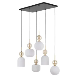Lampa wisząca SOPHIA czarna klosz biały 6xE14