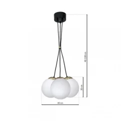 Lampa Wisząca SPARTA Czarny Złoty Szklane Klosze 3xE14