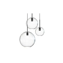 Lampa Wisząca SPHERE M Czarny Szklany Klosz 3xE27 50cm