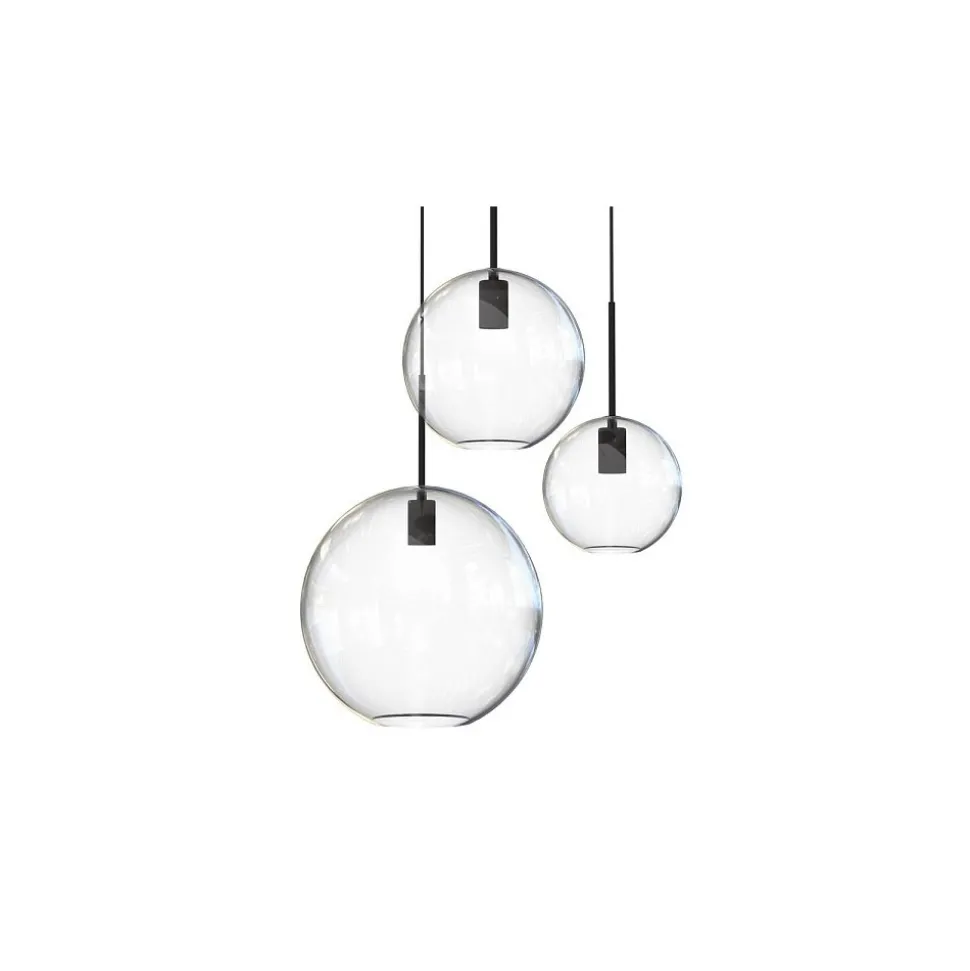 Lampa Wisząca SPHERE M Czarny Szklany Klosz 3xE27 50cm