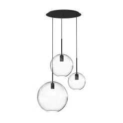 Lampa Wisząca SPHERE M Czarny Szklany Klosz 3xE27 50cm