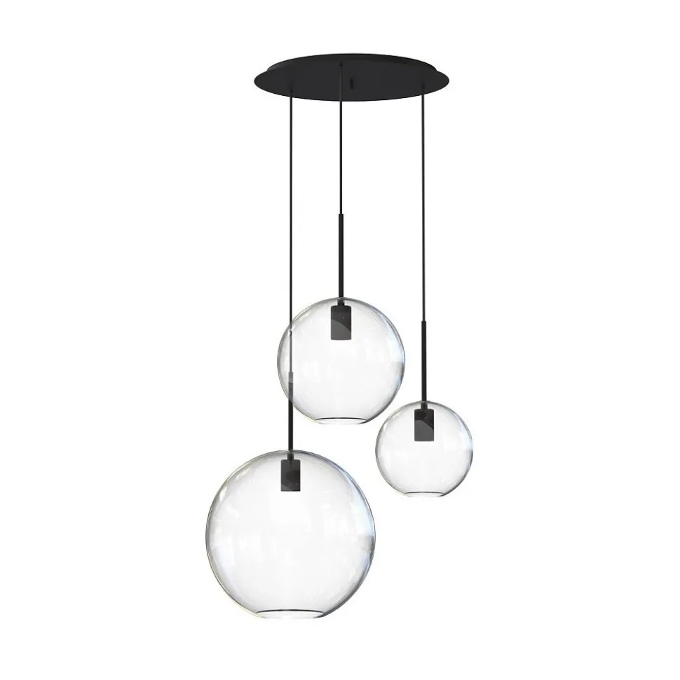 Lampa Wisząca SPHERE M Czarny Szklany Klosz 3xE27 50cm