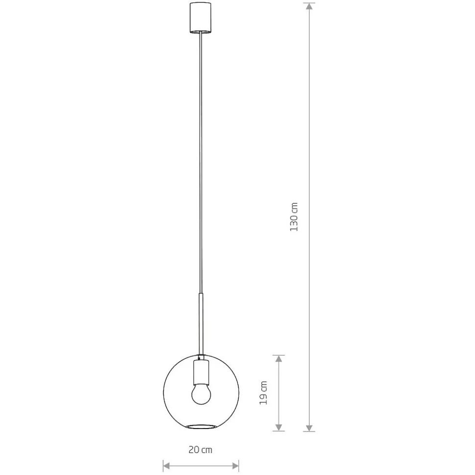 Lampa Wisząca SPHERE M Czarny Szklany Klosz 1xE27 20cm