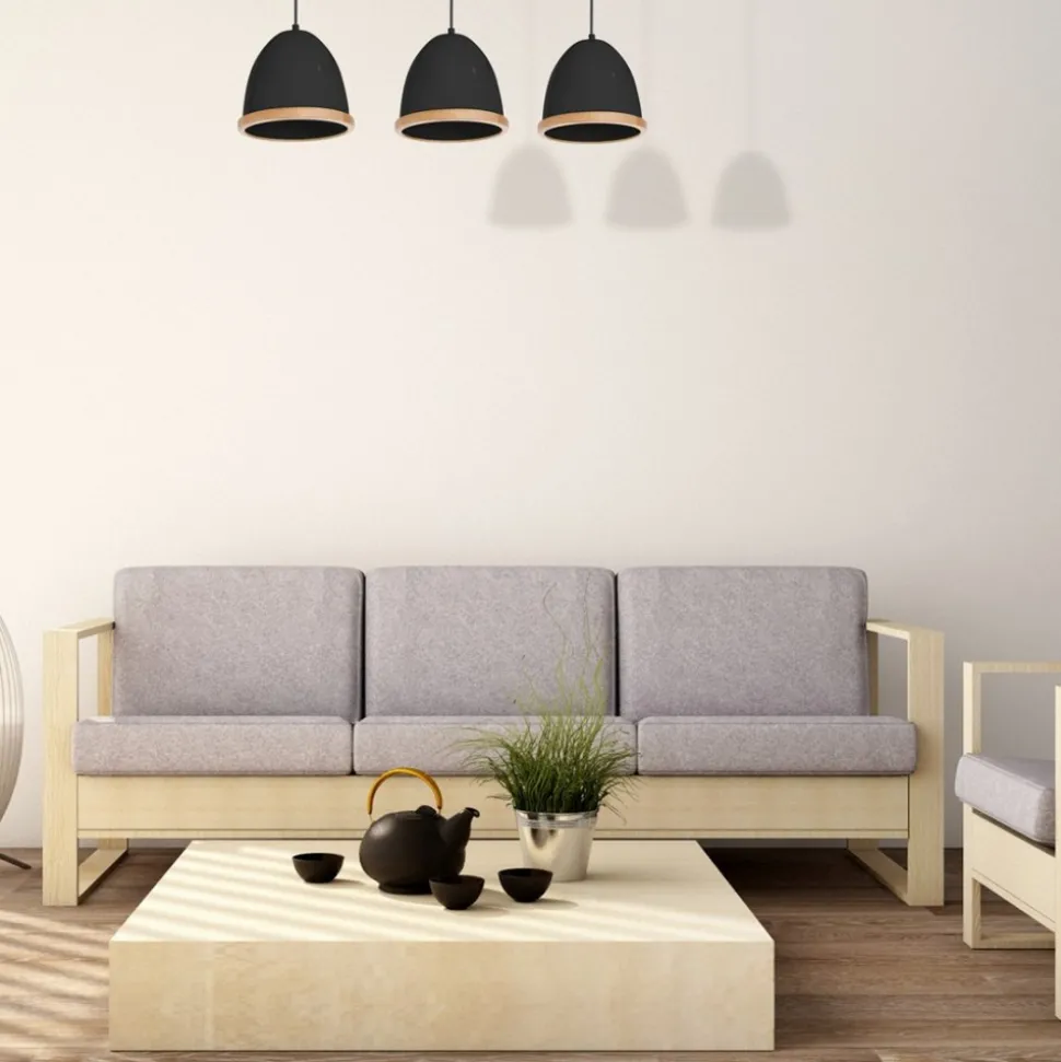 Lampa Wisząca STUDIO Czarny Brązowy Metalowy Klosz 3xE27