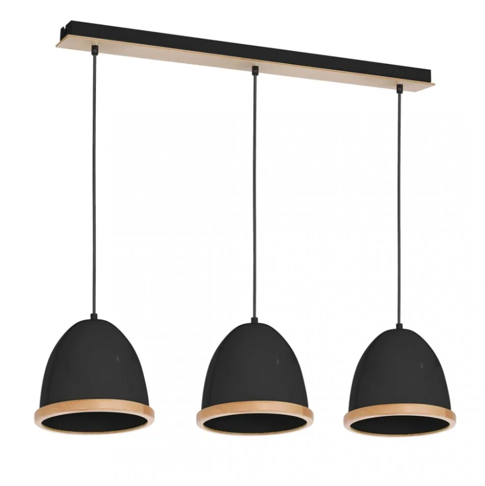 Lampa Wisząca STUDIO Czarny Brązowy Metalowy Klosz 3xE27