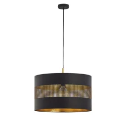 Lampa Wisząca TAGO Czarny Złoty Abażur 1xE27 50cm