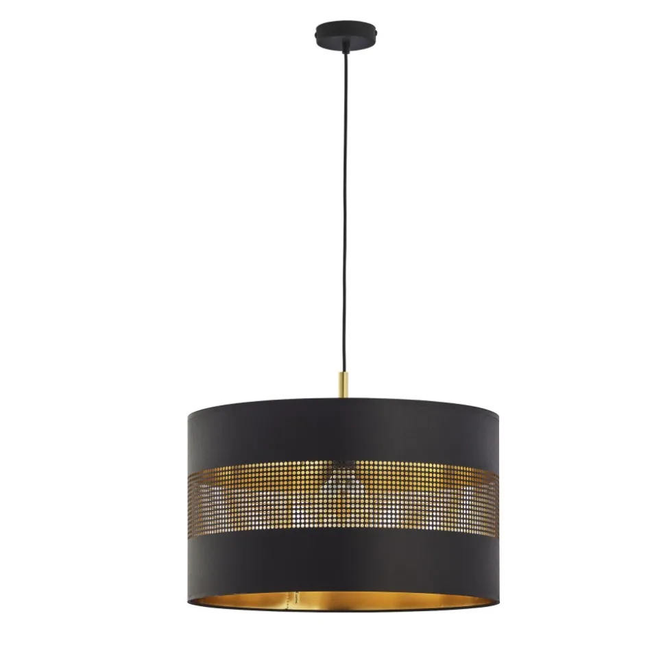 Lampa Wisząca TAGO Czarny Złoty Abażur 1xE27 50cm