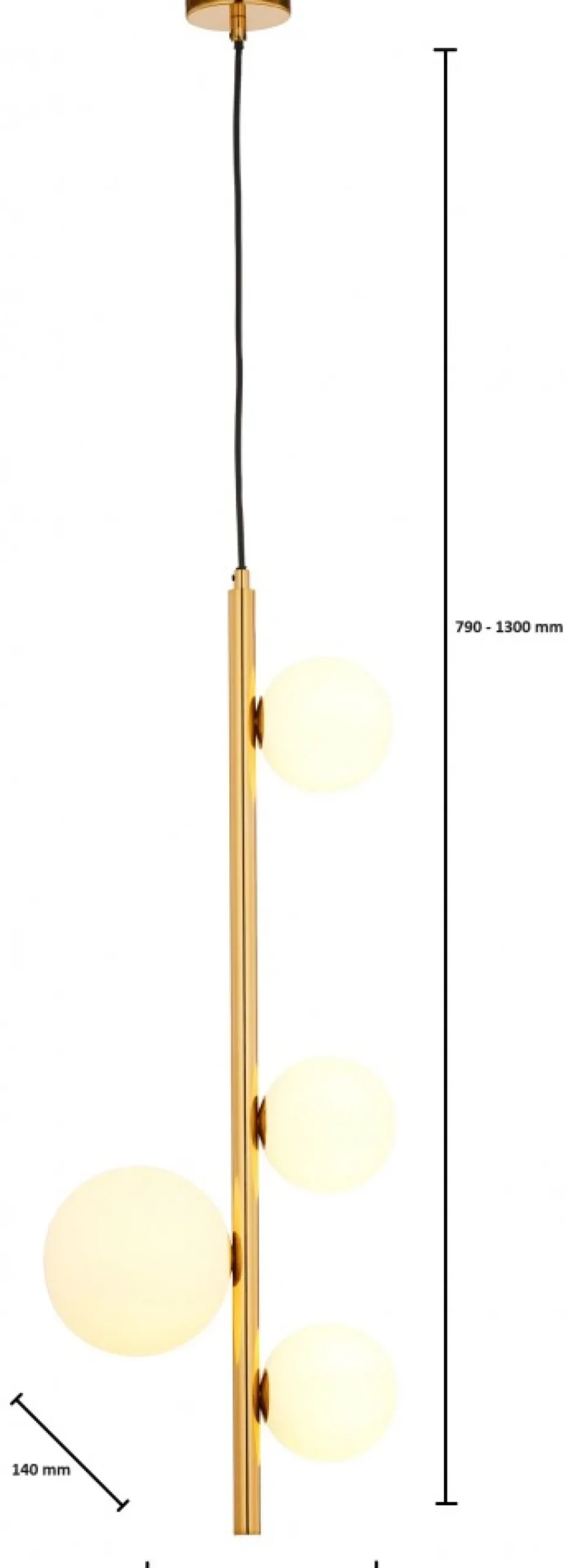 Lampa Wisząca TAIDA Złoty Biały Szklane Klosze 4xG9
