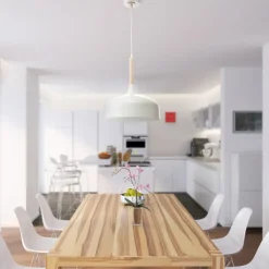 Lampa Wisząca TAYLOR Biały Brązowy Metalowy Klosz 1xE27 30cm
